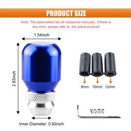 BDZMC Telescopic Car Gear Shift Knob, Aluminum Alloy Manual Shift Knob with 3 Threaded Adapters, Adjustable Car Stick Shifter Knobs, Automotive Gear Stick Shifting Handle (Blue)