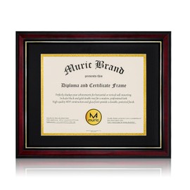 Egofine Diploma Frames 8.5 x 11 with Mat Solid Wood Degree frame Covered by Plexiglass, Certificate Frame 11x14 Without Mat, Picture Frame for Wall and Tabletop Display, Cherry Red with Gold Edge