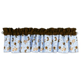 Trend Lab Cowboy - Cenefa para Ventana de bebé, Cuerpo con Estampado de Vaquero, Borde Superior sólido, Bolsillo para Barra, Azul, café, Naranja y Blanco, 82 x 15 Pulgadas