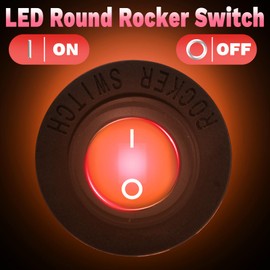 Round Rocker Switch, Toggle Switch 12V, Waterproof Lighted LED On/Off Switch for Car, Marine Toggle Switch, Automotive Power Switch, SPST 3 Pin