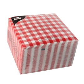 PAPSTAR Napkins Vichy Chequered, 330 x 330 mm, Printed, 14 Fold, 3-Ply, Tissue, Red/White Chequered, 1 Piece (87102)