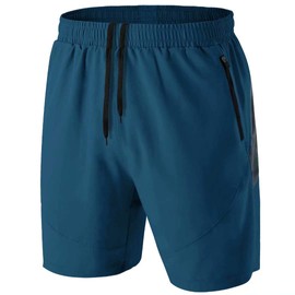 Men’s Sports Shorts, Quick-Drying, Lightweight, with Zip Pocket, peacock blue