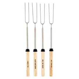 Santa Barbara Design Studio Roasting Sticks Wood & Stainless Steel Marshmallow Skewers, Set of 4, S'mores