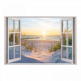 nikima Schönes für Kinder 153 Wall Sticker Window Baltic Sea Beach Maritime in 5 Sizes Sunset Wall Picture Wall Decoration Size 1500 x 1000 mm