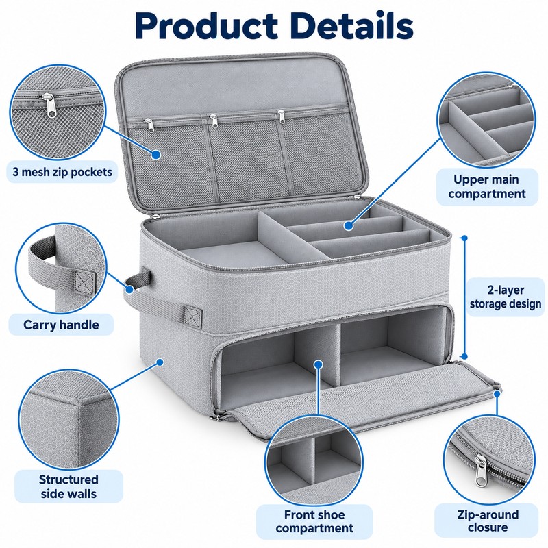 Golf Trunk Organizer for Shoes and Accessories – Waterproof 2-Layer