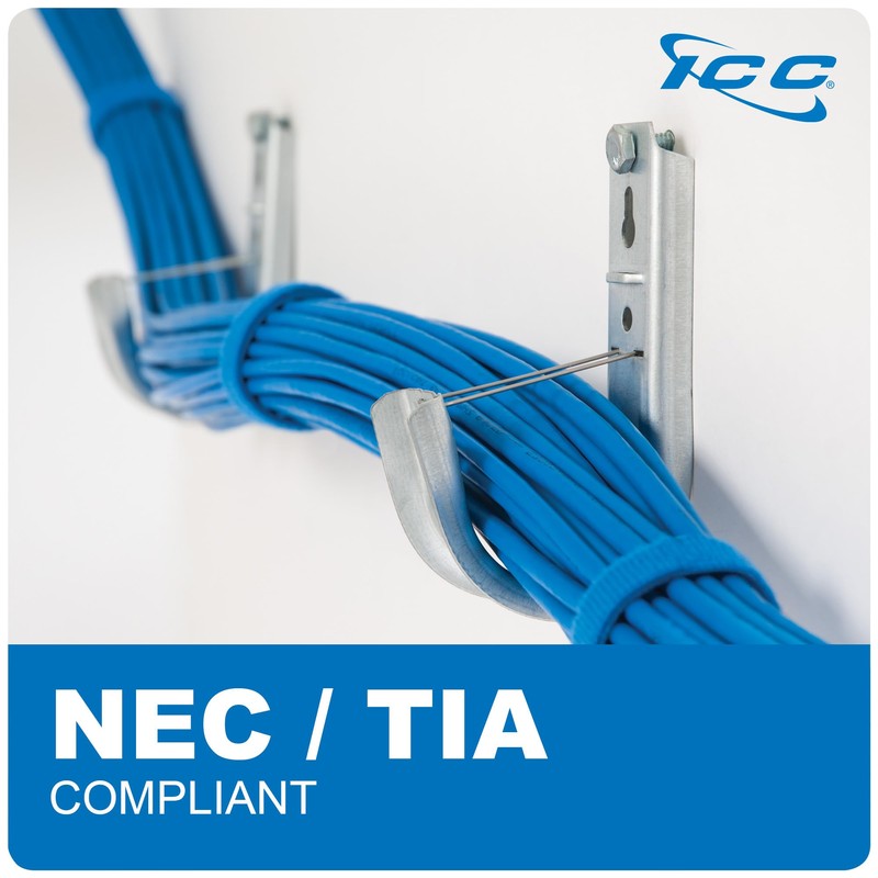 ICC 2-Inch Wall Mount J-Hook – 25-Pack, Cable Support Hooks