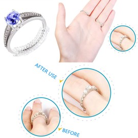 WUDQIJI Invisible Adjustment Ring Pack of 16 Transparent Ring Inserts Ring Size Adjuster Ring Sizer Adjuster Ring Self Reducing for Loose Rings 4 Models, TPU