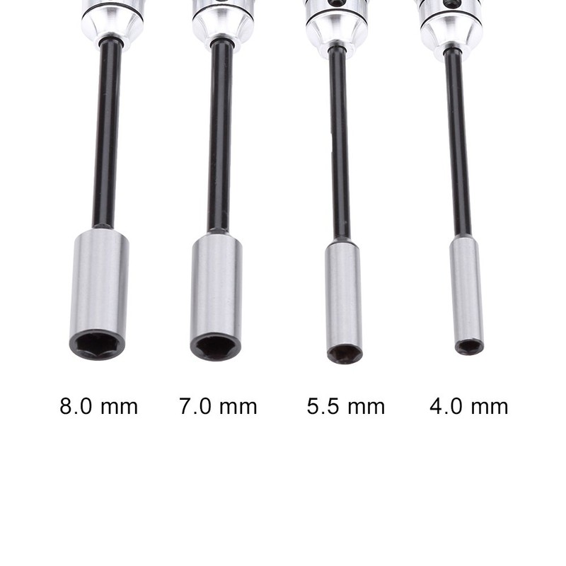 Hex Socket Nut Driver, Set 4.0MM, 5.5MM, 7.0MM, 8.0MM for