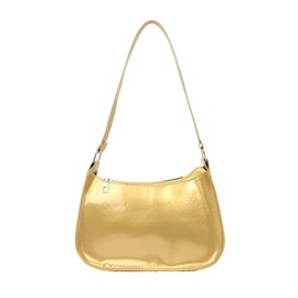 Patent Leather Clutch Purse Shiny Evening Handbags for Women Armpit Shoulder Bag MINI Hobos (Gold)