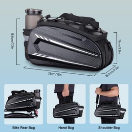 LEMEGO Bike Rack Bag EVA Waterproof Bike Pannier Bag 10L Bicycle Rear Rack Bag Seat Bag With Shoulder Strap & Rain Cover For Cycling Travel Commute