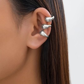 3Pcs Ear Cuff Earrings for Women Chunky Ear Cuffs Silver Ear Cuffs Non Piercing Earrings Clip on Cartilage Earrings Trendy Jewelry Gifts