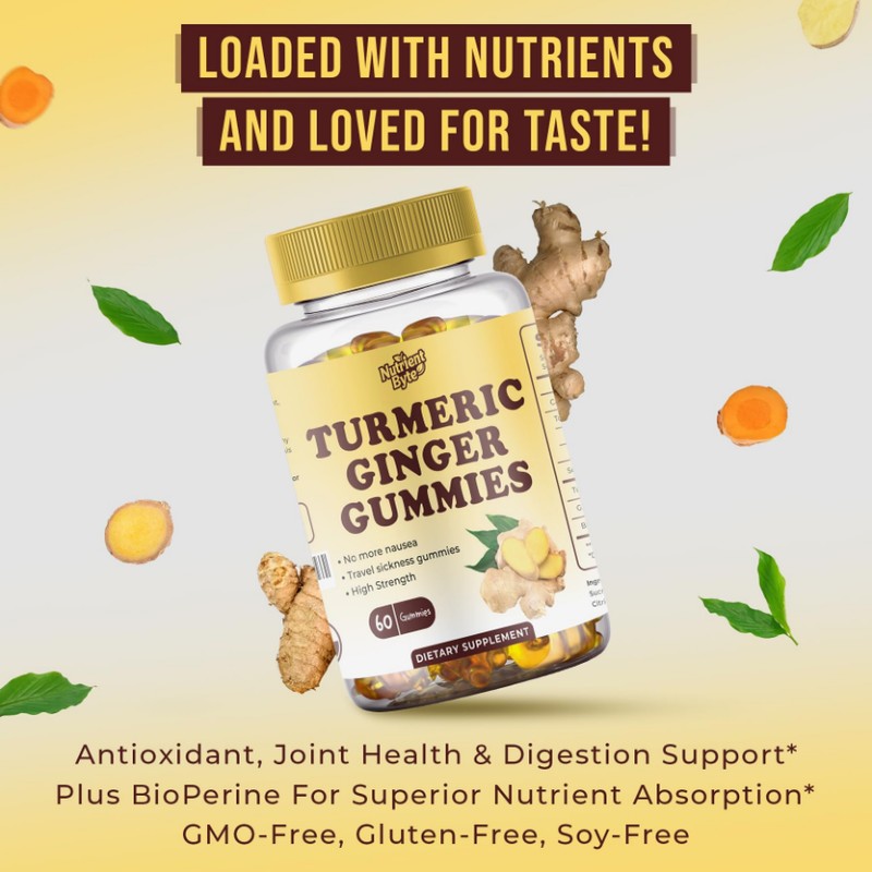 Turmeric & Ginger Gummies with Black Pepper – 500mg Ginger