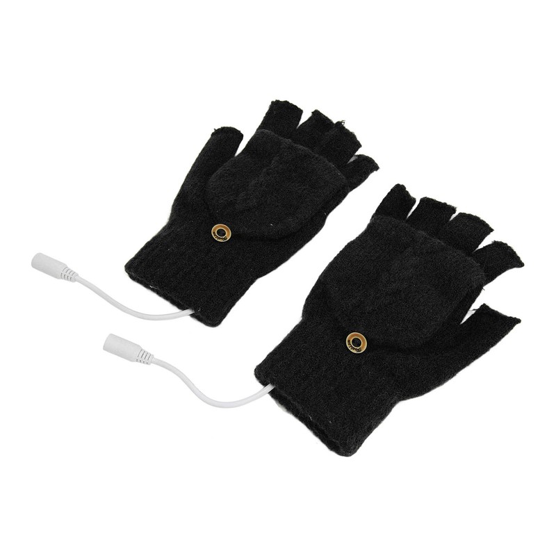 USB Heated Gloves Full Half Fold Back Warm Heated Winter