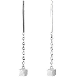 Tassel Chain Threader Earrings Tassel Drop Earrings Vintage Tassel Chain Earrings Minimalist Linear Chain Dangle Earrings Jewelry for Women and Girls (Silvery, One size)