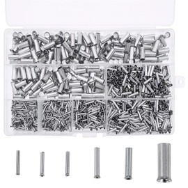 Teansic 1950 Pcs Wire Copper Crimp Fitting Ferrules Assortment Kit, 22-10 AWG Non-Insulated Wire Ferrules Tinned Copper Crimp Connector Electrical Cable Pin Cord End Terminal Assortment Kit