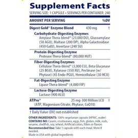 Enzyme-DICA Advanced Formula Digest Gold + ATPro Enzymes 240 Count, Maximum-Strength, Digestive-Supporting, Vegan-Friendly, Gluten Free(Packaging May Vary)