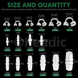 Keadic Hose Barb Fittings Kit Barb Splice Hose Connector Barb Fittings Nylon Pipe Hose Clamp for Water Air Fuel (NO1)