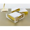 Dany Marcus Elegante Acrylglas-Zettelbox mit Goldakzenten, Notizzettelhalter + Ein Notizblock