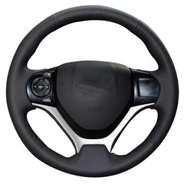 JI Loncky - Funda para volante de coche de piel auténtica, color negro