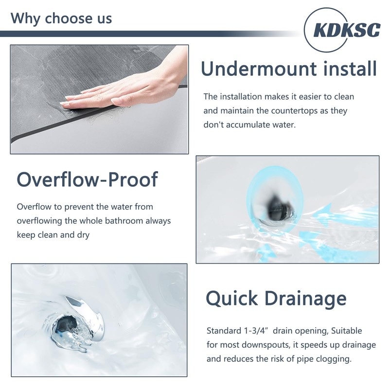 KDKSC Undermount Bathroom Sink 16 Inch Small Verticyl Round Undermount