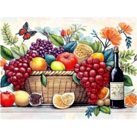 Fruit Bouquet Pattern A950 Accent Tile Mural Kitchen Bathroom Wall Backsplash Behind Stove Range Sink Splashback One Tile 8"x6" Ceramic, Matte