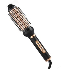 Automatic Curling Iron, 1.58 Inch Thermal Brush Ceramic with 3 Adjustable Temperature, Fast Heating, Round Brush with Automatic Shut-Off for Long Hair and Traveling (Black)