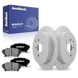 AutoShack Rear Drilled & Slotted Brake Rotors Ceramic Brake Pads | Replacement for Lexus RX350 RX450h 2011-2020 Toyota Sienna 2014-2019 Highlander | Silver Coated | 6-PC Brake Kit | TurboGuard