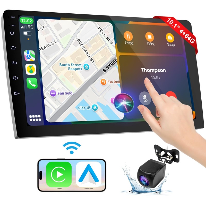 Wireless Double Din Car Stereo with Apple CarPlay/Android Auto,Carplay Screen