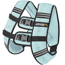 APEXUP Weighted Vest with 5lbs/10lbs/15lbs/20lbs/25lbs/30lbs Weights and Reflective Stripe, Weight Vest Men Women for Workout, Strength Training, Running (Pastel Blue, 15lbs)