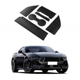 KUNGKIC for Ford Mustang 2024 2025 PU Car Non-Slip Cup Holder Insert Glove Compartment Mat Door Pocket Mats Anti Dust Interior Essentials Decoration Accessories (Black)