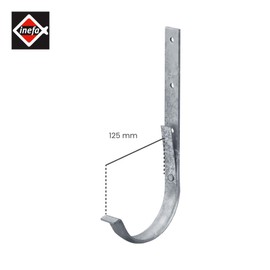 INEFA Gutter Iron, Gutter Holder, Semicircular NW125 / 125 mm Silver Gutter Accessories, Gutter Holder Made of Galvanised Steel, Easy Plug-In Installation