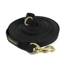 Dean & Tyler Nylon Track Double Ply Dog Leash with a Ring on Handle and Solid Brass Snap Hook, 23-Feet by 3/4-Inch, Black