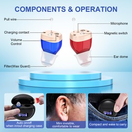 Hearing aid for Seniors, rechargeable in-ear hearing aids, sound controller for adults with hearing loss, Hearing Aid with Charging Case