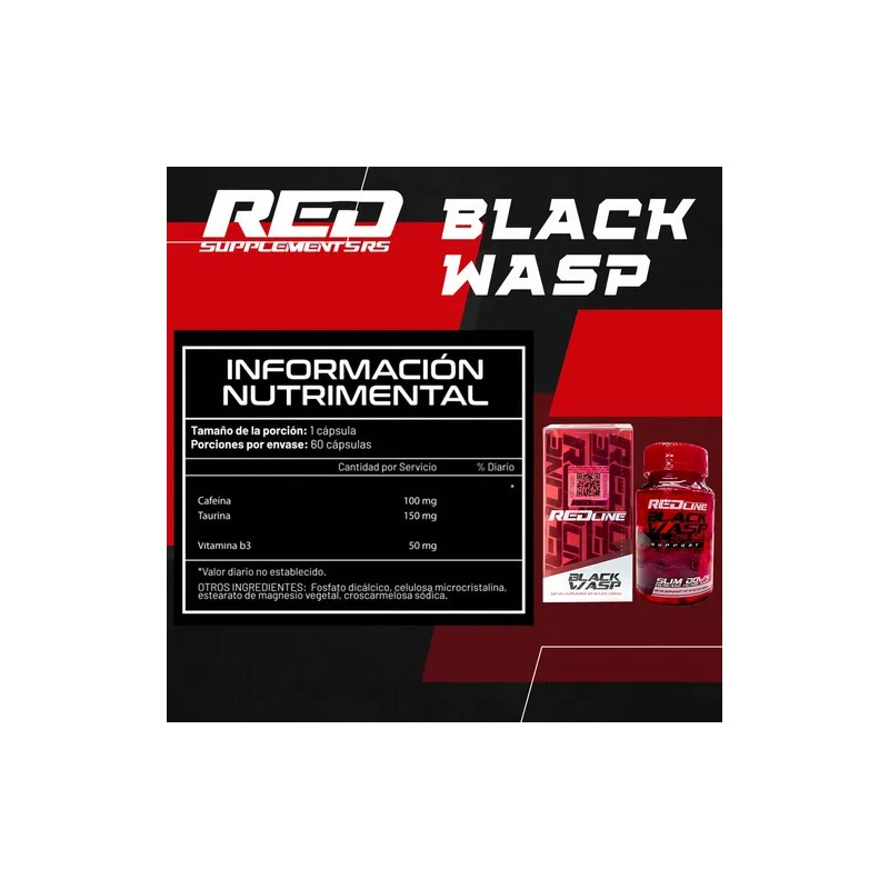 Suplemento Termogénico Black Wasp 60 Cápsulas Redline