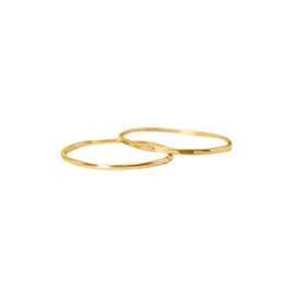 Set of 2 Gold Stacking Rings in Hammered and Smooth Texture. Thin Minimalist Everyday Ring Set for Women.