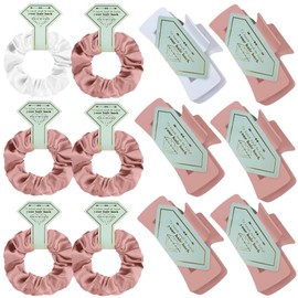 Featch Bridesmaid Proposal Gifts 6pcs Hair Claw Clips & 6pcs Satin Hair Ties Scrunchies Bachelorette Party Bridal Shower Present Good ideas Gift for Wedding Party Favors White&Dusty Rose