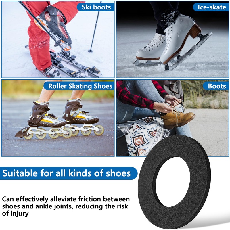 RunNico Ski Ankle Donut Boot Pads - Self-Adhesive Foam Padding