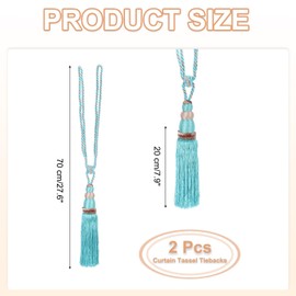 PATIKIL Curtain Tassel Tiebacks, 2 Pack 28" Gourd Shape Curtain Holdbacks Rope with Tassel, Handmade Tie Backs Window Drapery Decorative Rope for Home, Cafe, Office, Sky Blue