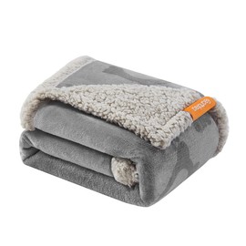 Feandrea Waterproof Dog Blanket, Sherpa Fleece Pet Throw Blanket for Miniature and Small Dogs, Cats, 40 x 29 Inches, Reversible Couch Cover Protector, Machine Washable, Gray UPPB040G01
