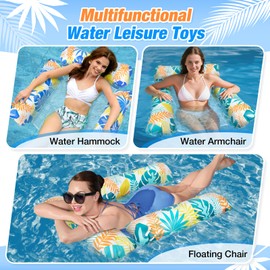 Elidepe Pool Inflatables, 2 Pack Inflatable Pool Toys, 3 in 1 Pool Floats, Inflatable Pool Chair, Pool Inflatables for Adults, Swimming Pool Inflatables, Water Hammock, Tanning Pool Accessories