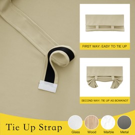 NICETOWN Door Curtains for Window, French Door Curtains for Privacy, Easy Installed Tricia Front Door Sidelight Curtain Tie Up Shade for Kitchen, 26W x 72L, Cream, 1 Panel