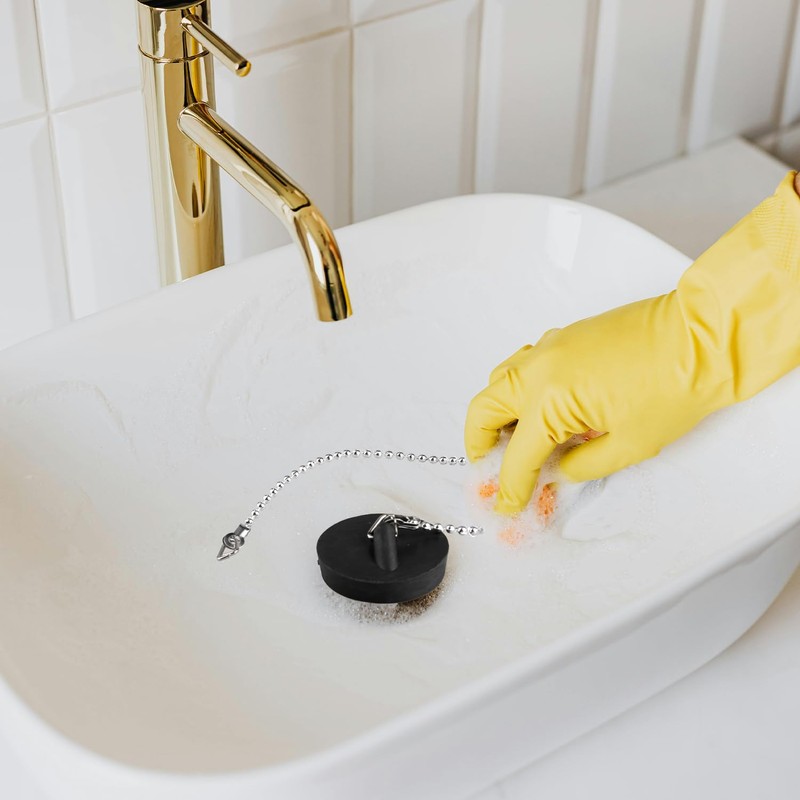 Rumyve 2pcs Universal Sink Plug Stainless Steel Ball Chain Hook,Kitchen