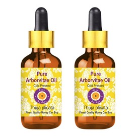 Deve Herbes Pure Arborvitae Oil (Thuja plicata) with Glass Dropper Cold Pressed (Pack of Two) 100mlx2 (6.76 oz)
