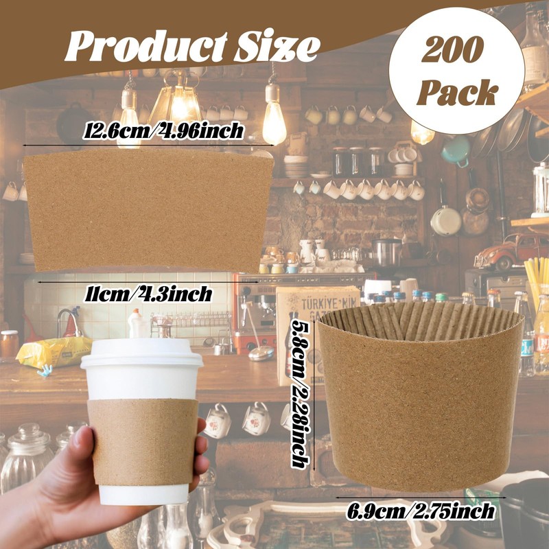 200 Pack Coffee Cup Sleeves for Cold and Hot Drinks