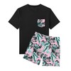 LecGee Men Sets Outfits 2 Piece Round Neck Palm Print