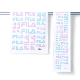 FILA Pattern Logo Towel Scarf, Blue, Club Activities, Sports, Gym 49-1245100, Approx. 5.9 x 43.3 inches (15 x 110 cm)