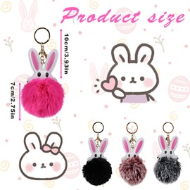 WisePoint Key Rings 2PCS for Women, Fluffy Plush Keychain Cute Keychain with Rabbit Shape, Cute Keychains for Birthdays, Anniversaries, Christmas (style 1)