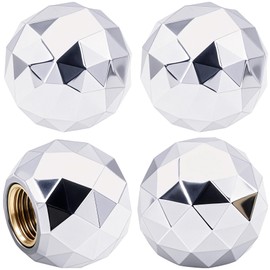 MEAJOO 4PCS Sparkle Ball Style Tire Valve Stem Caps, Air Caps Cover, with Rubber O-Ring, Palstic Air Leakproof Valve Caps Cover fits Cars, Trucks, Bikes, Motorcycles, Bicycles Tire Caps(Silver)