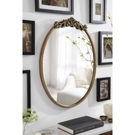 Kate and Laurel Arendahl Ornate Glam Oval Wall Mirror, 18 x 24, Antique Gold, Beautiful Bohemian Mirror for Wall