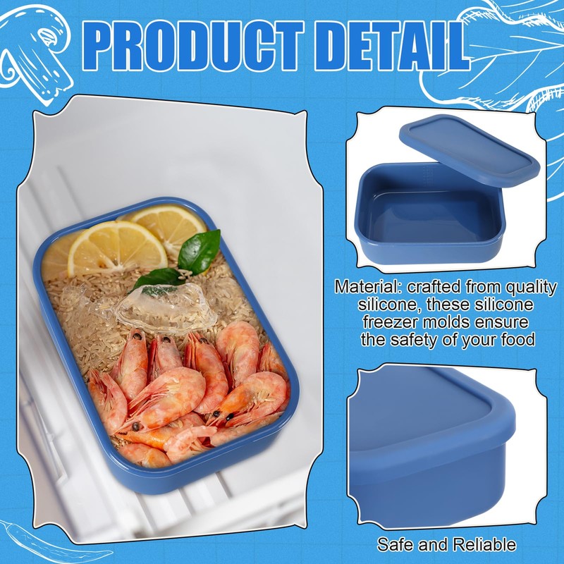 Nuogo 8 Pcs 2 Cup Silicone Freezer Trays with Lid